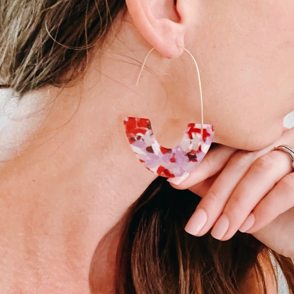 Pink/purple/red multi colored earrings